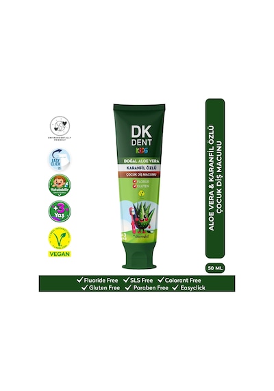 Dermokil DK Dent Doğal Aloe Vera ve Karanfıl Özlü Çocuk Diş Macunu 50 ML