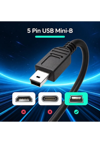 Mini Usb B 5 Pin Data Ve Şarj Kablosu 1.5 Metre