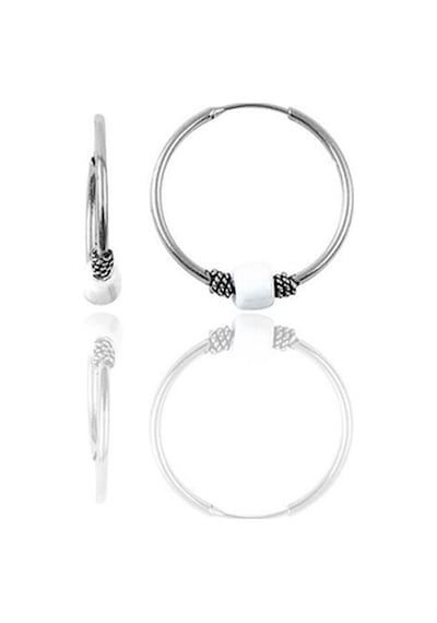 Gümüş 12 Mm Mini Beyaz Taşlı Halka Küpe