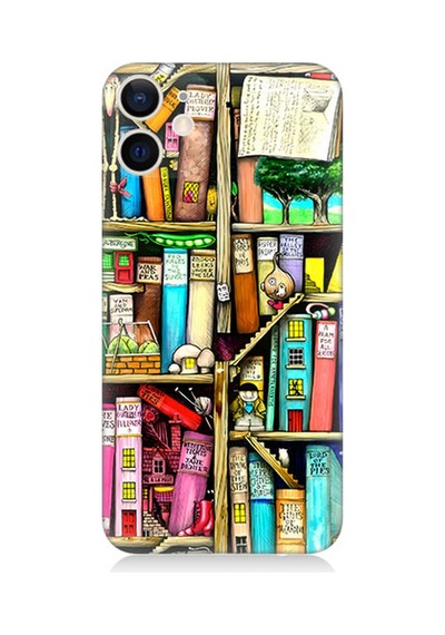 Apple Uyumlu  iPhone 12 Mini Silikon Kılıf Kitaplık Ve Raflar Books Shelf