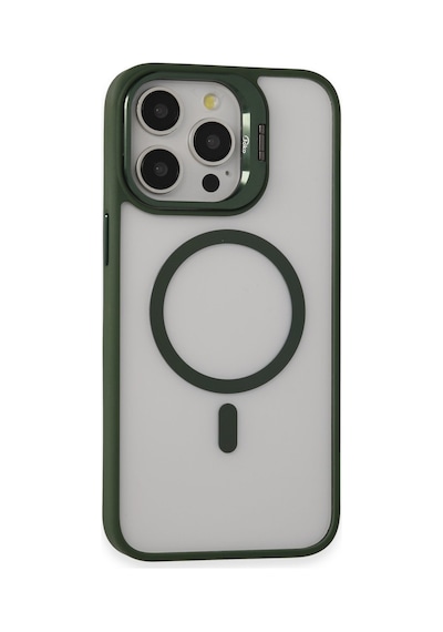 Joko Apple iPhone Uyumlu  15 Pro Max Uyumlu Kılıf Roblox Lens Magsafe Standlı Kapak - Koyu Yeşil