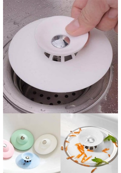 Silikon Lavabo Evye Süzgeci Tıkaç Saç Tutucu Gider Koruyucu Banyo Mutfak 9 cm