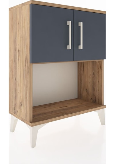 Arges Komodin 2 Raflı 2 Çekmeceli 2 Kapaklı 60x30x80 Çam-antr... Çam