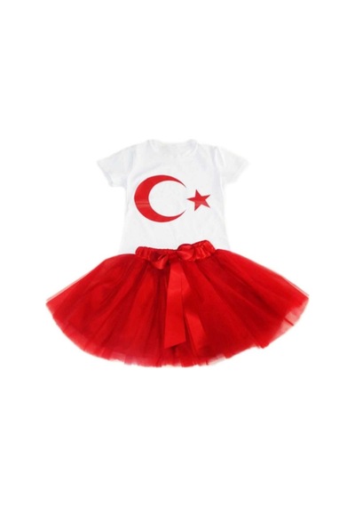 Her Şey Nota Kız Çocuk Ikili Takımı Gösteri Kıyafeti Beyaz