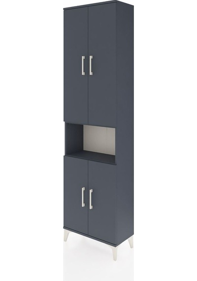 Arges Dolap 3 Raflı 4 Kapaklı Tek Askılı 60x30x221 Antrasit-a... Antrasit