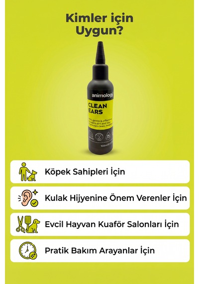 Animology Clean Ears Köpekler İçin Kulak Kiri Temizleyici Bakım Losyonu 100 Ml