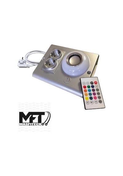 Masfitech Tezgah Altı Bluetooth Müzik Çalar Priz Uzatma Kablolu Gümüş