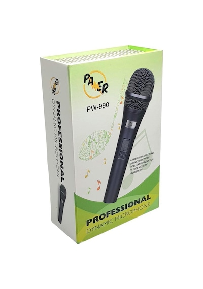Pawer Pw-990 Profesyonel El Tipi Mikrofon 5mt Kablolu