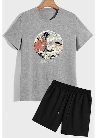 Uyguntarz Titan Şort T-shirt Eşofman Takımı Gri