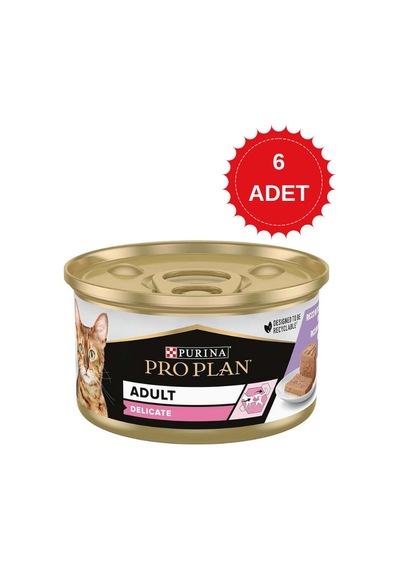 Pro Plan Delicate Hassas Hindi Etli Yetişkin Kedi Konservesi 85 Gr X 6 Adet