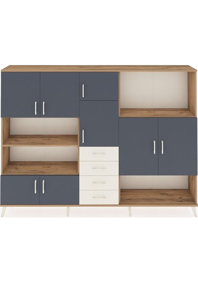 Arges Dolap 10 Raflı 4 Çekmeceli 8 Kapaklı 220x30x163 Çam-antrasi Çam-antrasit/aytaşı Arges Dolap 10 Raflı 4 Çekmeceli 8 Kapaklı 220x30x163 Çam-antrasi Çam-antrasit/aytaşı
