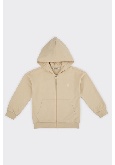 Unisex Çocuk Fermuarlı Bej Sweatshirt Çok Renkli