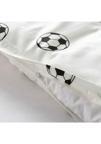 Tek Kişilik Çocuk Nevresim Takımı 150x200/50x60 cm Futbol Temalı MeridyenDukkan Siyah-Beyaz