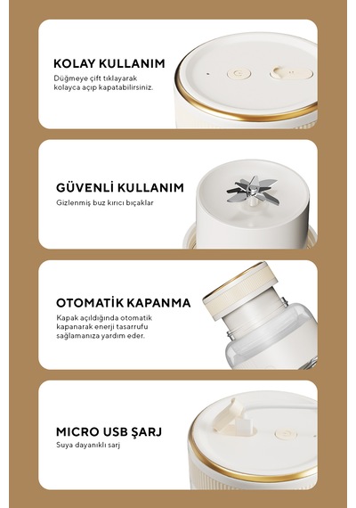 Fressi FR-BL07 220 W Kişisel Taşınabilir Şarjlı Öğütücü Smoothie Blender