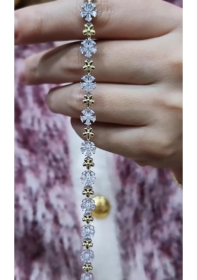İthal Çiçekli Flower Fancy Kesim Gümüş Bileklik-8120