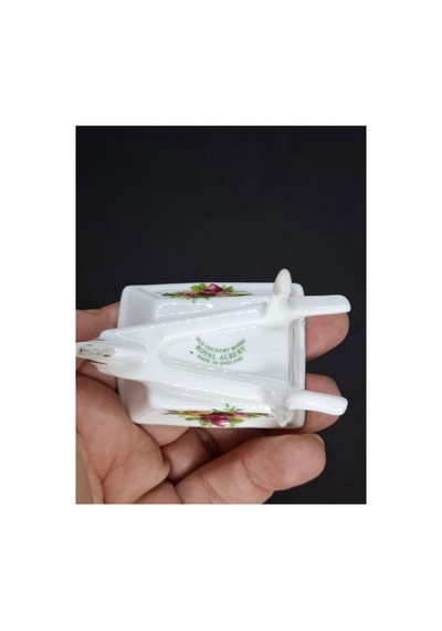 Old Country Roses Bone China Antika Porselen El Arabası Figürü 8x5 Cm Çok Renkli