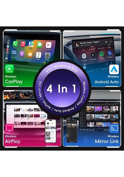 Yeni Nesil Usb 4in1 Kablosuz Carplay & Android Auto Smart Box 10"