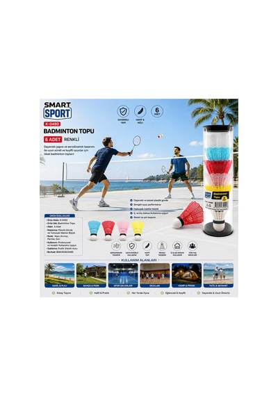 6pcs Renkli Badminton Topu 5671 Çok Renkli
