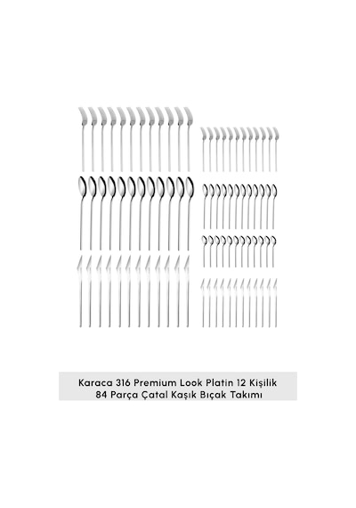 Karaca Seashell 316+ 84 Parça 12 Kişilik Çatal Kaşık Bıçak Takımı, Platin