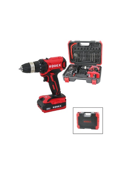 Rodex Rdx-3375a Şarjlı Matkap 2 Kademe Hız, Çift Batarya, 17 Parça Uç