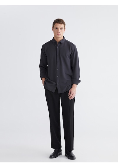 Lcw Vision Antrasit Slim Fit Uzun Kollu Erkek Dokulu Gömlek