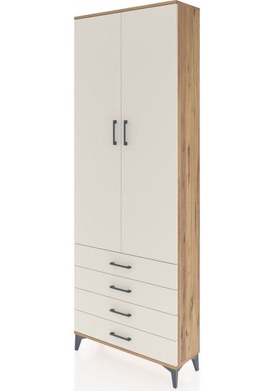 Arges Dolap 5 Raflı 4 Çekmeceli 2 Kapaklı 88x30x243 Çam-aytaşı Çam