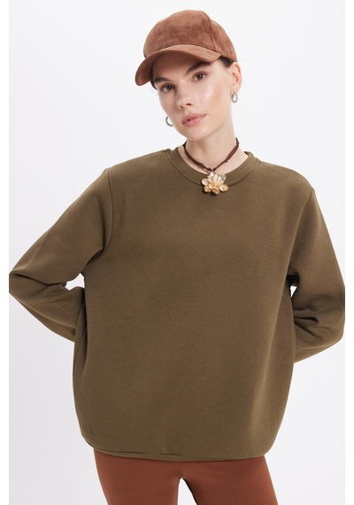 Tudors Kadın Oversize Geniş Kesim Pamuklu 3 İplik İçi Polarlı Basic Yeşil Bisiklet Yaka Sweatshirt-42068 Yeşil Tudors Kadın Oversize Geniş Kesim Pamuklu 3 İplik İçi Polarlı Basic Yeşil Bisiklet Yaka Sweatshirt-42068 Yeşil