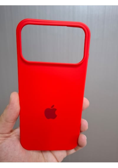 Apple Uyumlu iPhone 17 Pro Max Logolu İçi Kadife Silikon Lansman Kılıf Kırmızı