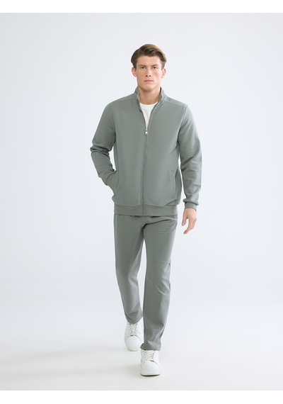 Lcwaıkıkı Classic Haki Dik Yaka Erkek Fermuarlı Sweatshirt