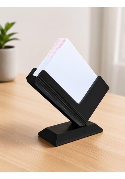 Masaüstü Kartvizitlik Standı, Modern Tasarım, Siyah, 8x7x4 Cm, Kartvizit Düzenleyici Pla 3d Baskı