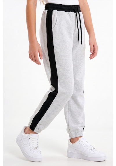 Fyk Kids Kız Çocuk Fitilli Crop Ve Şerit Detaylı Eşofman Takımı Seti Gri