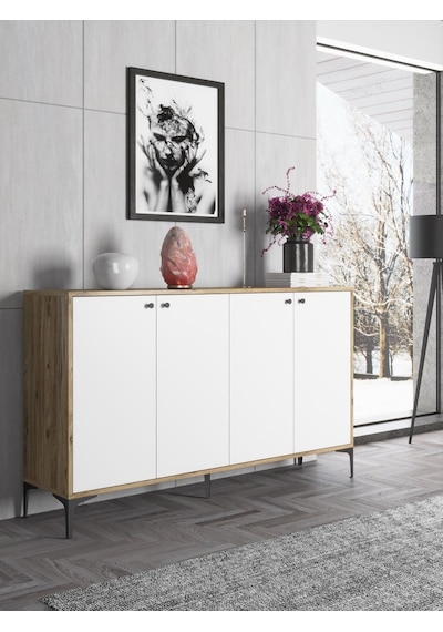 Bessonshome Wood'N Love Hestia 4 Kapaklı Metal Ayaklı 160 Cm Çok Amaçlı Dolap (533004086) Bessonshome Wood'N Love Hestia 4 Kapaklı Metal Ayaklı 160 Cm Çok Amaçlı Dolap (533004086)