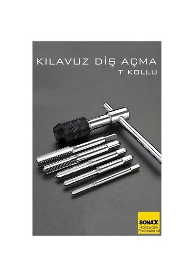 Zenvac 6'lı Diş Açma Kılavuz Seti T-kollu, Endüstriyel Çelik, M6-m12 Arası Dişli Matkap Ucu 722458 Zenvac29