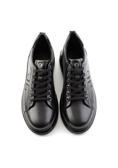 Bambi Siyah Antik Hakiki Deri Erkek Sneaker E01398203041
