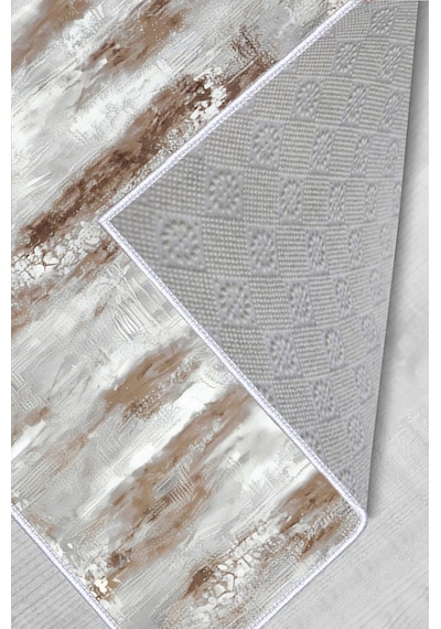 Rovigo Home Dijital Baskı Yıkanabilir Kaymaz Taban Salon Halısı Rvg0412 Kahverengi