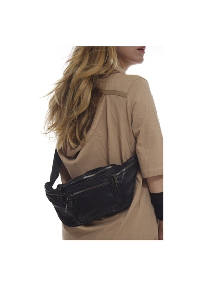 Nahitatyana Unisex Siyah Çok Cepli Hakiki Deri Freebag Bel Çantası Ve Omuz Çantası Siyah - 121763658 Siyah