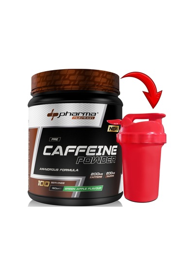 Pharma Nutrition Caffeine 200 MG Taurine 200 MG 100 Servis Yeşil Elma Aromalı Kafein150 G + Shaker
