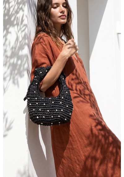 Yıldız Kristal Taşlı Siyah Örme Düğümlü Yarım Ay Silüetli Rustik Makrome Portföy Clutch Fermuarlı Astırlı Örgü Hasır Yazlık Tatil El Çantası Yıldız Kristal Taşlı Siyah Örme Düğümlü Yarım Ay Silüetli Rustik Makrome Portföy Clutch Fermuarlı Astırlı Örgü Hasır Yazlık Tatil El Çantası