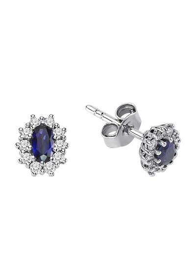Sirius Pırlanta Ve Oval Safir Taşlı Anturaj Küpe  0804E0094
