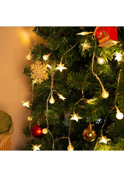 3 Metre Özel Tasarım 2li Model Yıldızlı Top Led Işık Pilli Led Işık Yılbaşı Ağacı Işığı Noel Işığı Gün Işığı