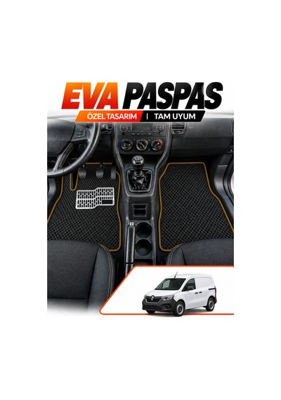 Renault Kangoo 3 Panelvan 2021-2025 Uyumlu Eva Paspas Metal Topukluklu Ön 2 Parça Siyah-kahverengi