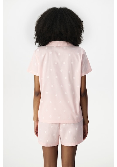 Penti Pembe Floral Morning Pamuklu Gömlek Şortlu Pijama Takımı