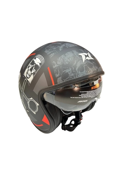 Motosiklet Kaskı Retro Güneş Vizörlü Hornet S Sv Skulls B5 Mat Kırmızı Motorcu Kask Çok Renkli
