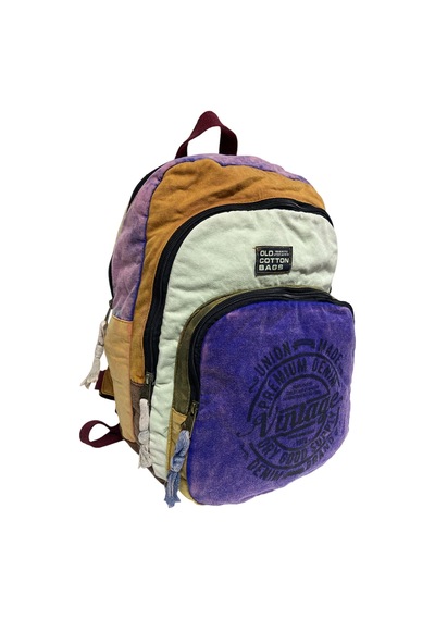 Old Cotton Cargo Kaliteli Vintage Disayn Sırt Gezi Çantası New Patchwork 5017 Kahverengi - Mavi