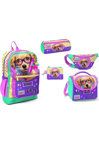 Coral Hıgh Maskot Köpek Temalı Kız Ilkokul Çanta Seti-5 Li Set