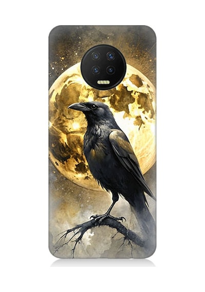 İnfinix Note 7 Uyumlu Ay Ve Karga Desenli Silikon Kılıf