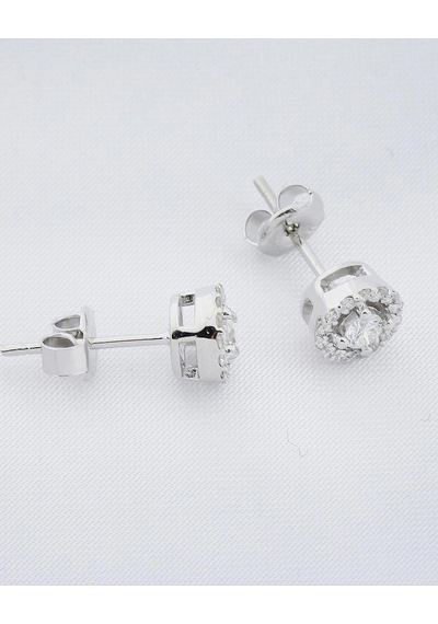 0.32 Karat Pırlanta 14 Ayar Altın Çevresi Pırlantalı Küpe Beyaz