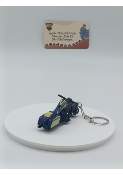 Bagger Motosiklet Metal Anahtarlık Lacivert - Diecast Cruiser Motor Figürü