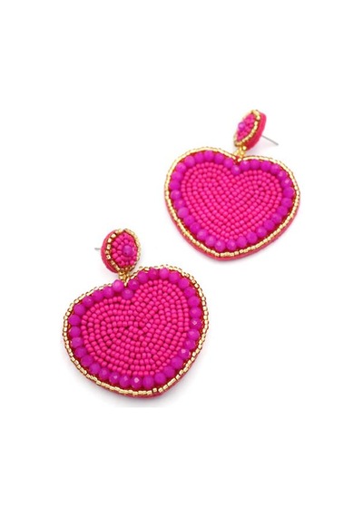 Kalp Boncuk Küpe - Pembe Diğer