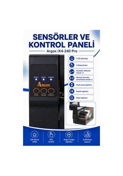 Argox İx4-240 Pro Endüstriyel Barkod Yazıcı 203 Dpı Ethernet, Usb, Rs-232